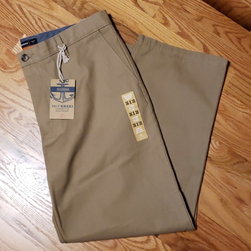 DOCKERS MENS CLASSIC FIT FLAT FRONT KHAKI 36 X 30